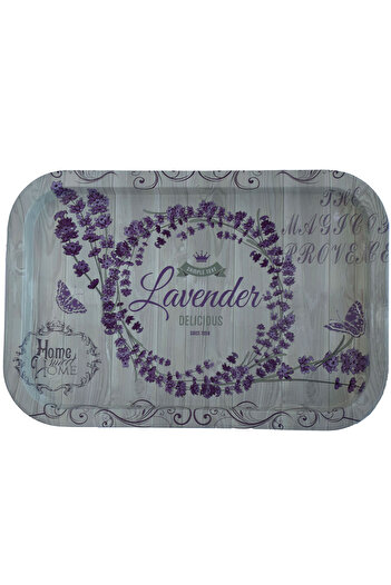 PUFO Purple lavender metal tray plate for serving dessert, cakes, appetizers, 34 x 23 cm