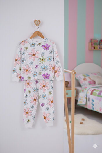Nimini Kids Çiçek Baskılı Kız Çocuk Pijama Takımı (3-8 yaş)