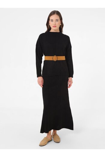 Refka Knitwear Skirt Suit - Black - Refka