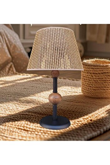 DEDE Black Ratan and Coffee Color Double Wooden Lampshade with Hat