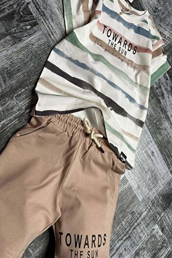 Riccotarz Σετ Σορτς Boy's TOWARDS Text Printed Beige