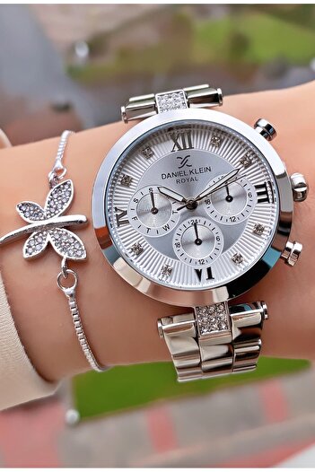 Daniel Klein Brand - Silver Color - Steel Band - 2 Years Warranty - Women's Wristwatch - with Gift