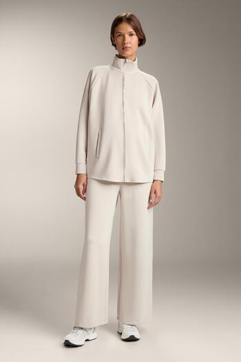 Oysho Long striped jacket with high collar and soft-touch modal