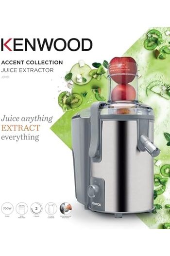 Kenwood 700W Stainless Steel Juicer with 75mm Wide Feed Tube, 2-Speed Control & Anti-Drip – Grey/Silver