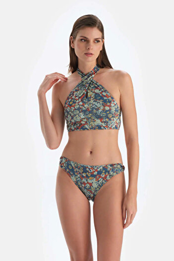 Dagi Brick Colored Blue Low Waist Bikini Bottom