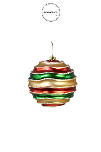 Dekorsende Christmas Ornament Wavy Ball Gold Red Green 20 cm