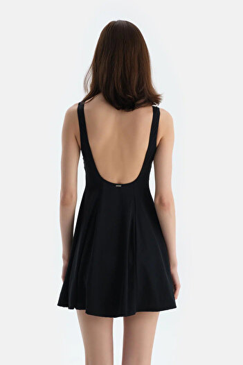 Dagi Black Square Collar Dress Swimsuit
