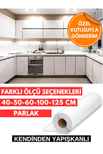 AUTOFOLYO Glossy White Foil Adhesive - Size Options Cabinet Covering Foil