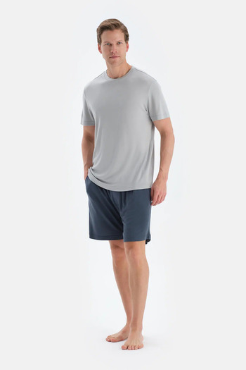 Dagi Indigo Cool Touch Knitted Shorts with Patch and Cord