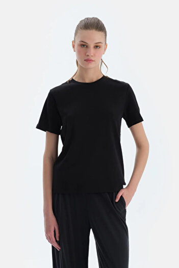 Dagi Black Silk Apre Interlock Crew Neck T-Shirt