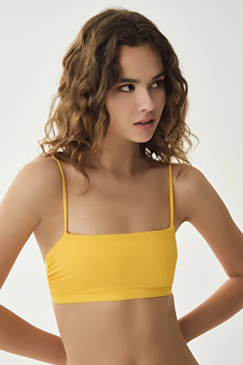 Dagi Yellow Thin Strap Bikini Top