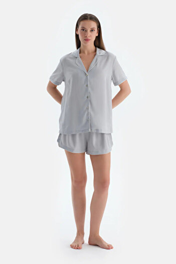 Dagi Light Gray Cool Touch Ribbed Woven Shorts