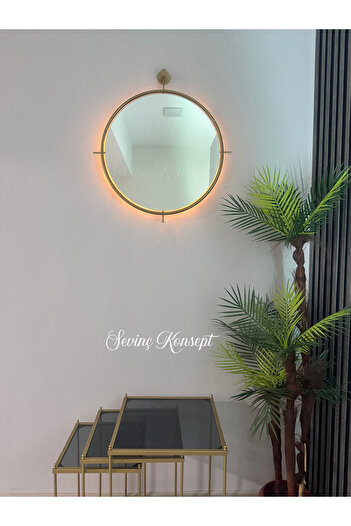 SEVİNÇ KONSEPT LED li Simirna Ayna GOLD 50*60 cm, 60*70 cm, 75*85 cm Dekoratif Duvar Salon Banyo Makyaj Aynası