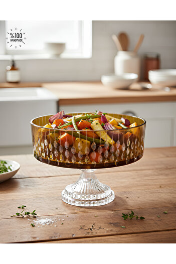 AKDEN STORE Crystal Decor Glass Bowl, Presentation Bowl, Salad Bowl