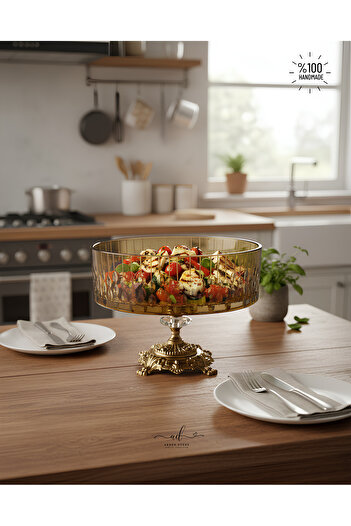 AKDEN STORE Crystal Decor Glass Bowl, Presentation Bowl, Salad Bowl
