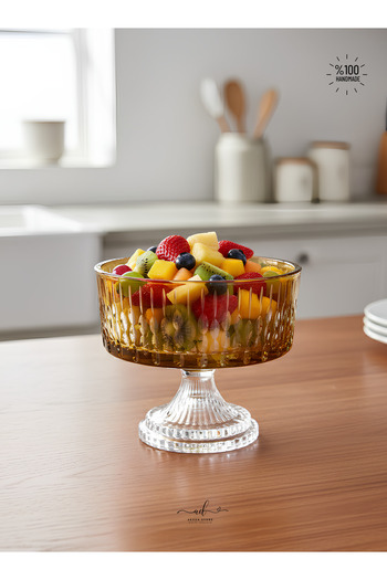 AKDEN STORE Crystal Decor Glass Bowl, Presentation Bowl, Salad Bowl