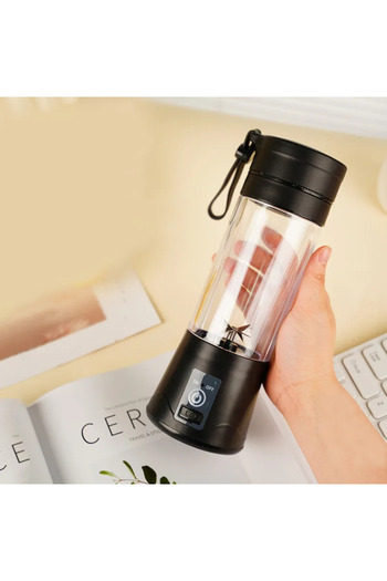 Rotixfy Portable USB Rechargeable Blender, Juicer Cup with 10 Blades, 500ml Capacity, Elegant Design, Black