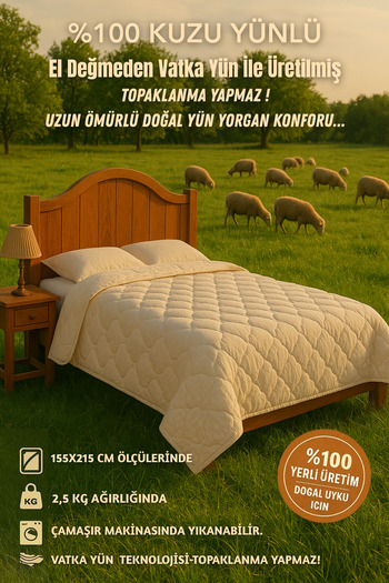 Elyaf Sepeti Single 100% Merino Lamb Wool - 155X215 Cm, 2500 Grams