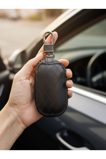 yedideri Classic Leather Keychain – Men's Women's Zippered Car Key Case