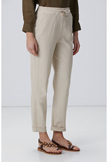 Network Naturel Keten Karışımlı Casual Pantolon