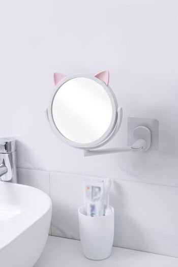 Chavin Beyaz Kedi Tasarım Hareketli Plastik Banyo Duvar Aynası cin715by