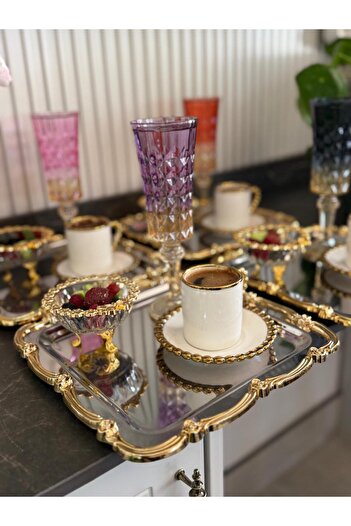 atabey home collection 2 Presentation Tray Rose Frame Gold Sliver-Silver Tray