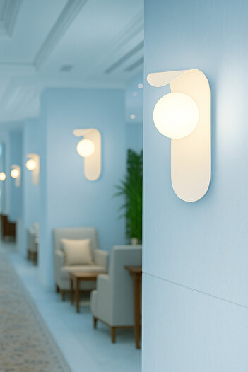 VENON 1 Piece Minimalist White Metal Sconce Glop White Glass Wall Lamp Bedroom-Headboard-Bathroom