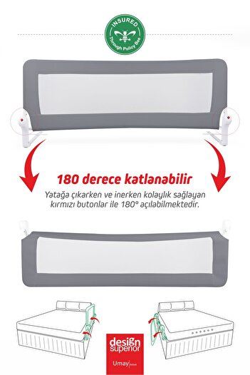 Umaybebek Umay 150x65 Cm Bed Barrier, Bed Railing,