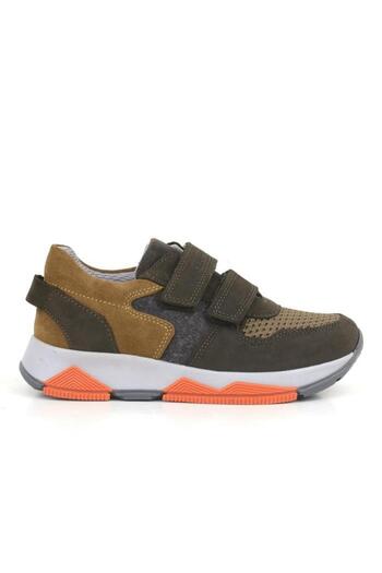 Rakerplus Genuine Leather Brown Children's School Sneakers
