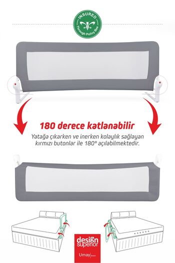 Umaybebek Umay 150X65 cm Bed Barrier, Bed Railing, Protector