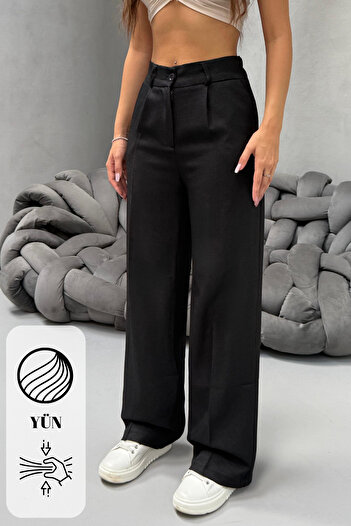 BİKELİFE Women's High Waist Wide Leg Elastic Waistband Loose Fit Comfortable Palazzo Pants