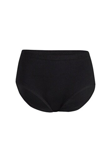 Yıldız İç Giyim Yıldız 3581 Chiloți confortabili pentru femei, mărime mare, negru, 100% bumbac, cu nervuri, talie înaltă, 3XL-4XL-5XL