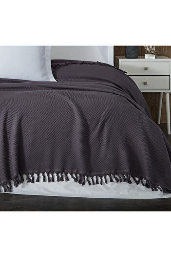 Calista home 100% Cotton Pique Summer/Winter Can Be Used in 4 Seasons Soft Waffle Honeycomb Pique Double Size Anthracite