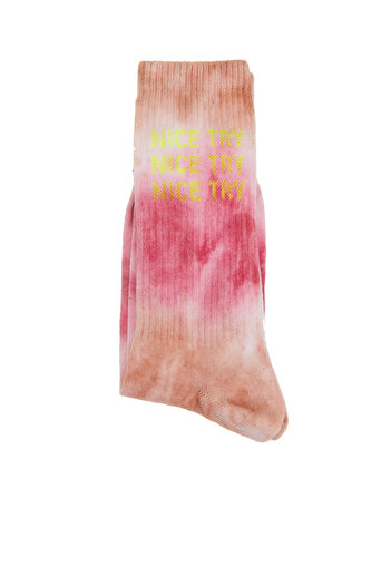 Network Sarı Pembe Batik Desenli Erkek Çorap