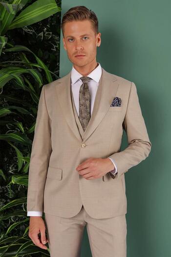 Efor TK 871 Slim Fit Bej Klasik Takım Elbise