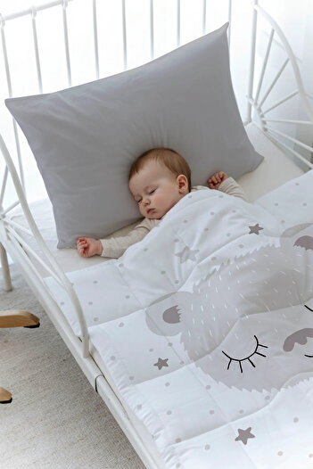 Tuğba Kuğu Montessori Quilt Set (95X195 CM) - Iconic Series - Brown Eared Teddy Bear