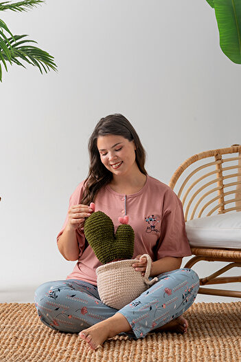nisaNCa 100% Cotton Large Size Short Sleeve Women's Pajamas Set