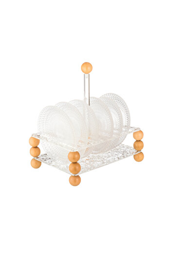 Dania Set of 6 glass dishes for desserts, nuts, and all occasions, with acrylic stand and gold-colored balls, size 15.