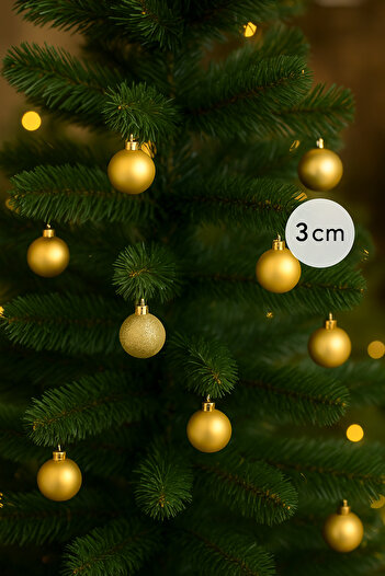 hediyeofisi 12-Piece Gold Color 3 cm Christmas Tree Ornament Ball Set - Shiny Mini Christmas Balls-Christmas Balls