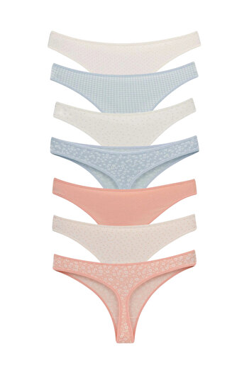 LİBELLA İÇ GİYİM Γυναικεία βαμβακερά εσώρουχα Lycra Thong Pack 7 – Χρώματα Λευκό, Ροζ και Μπλε