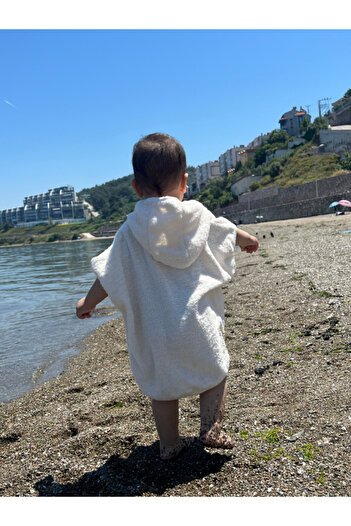 Damla Organic 100% Cotton Hooded Beach Children's Baby Poncho Bathrobe Bath Towel + Swaddle Towel Gift