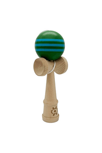 Kendama Interactive Wooden Toy 18 cm, Skill Game for Children and Adults, Green Blue