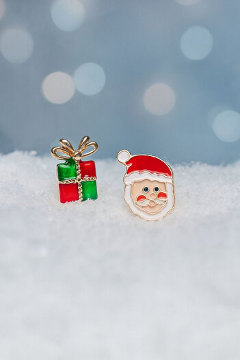 Jaida Moda Women's Rose Christmas Concept Mini Earrings with Santa Claus and Gift Figures