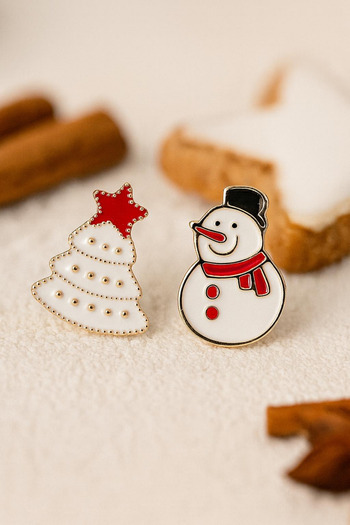Jaida Moda Women's Christmas New Year's Earring with Snowman and Pine Tree Figures