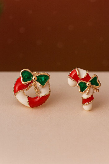 Jaida Moda Women's Christmas Cane and Candy Figure Christmas Earrings