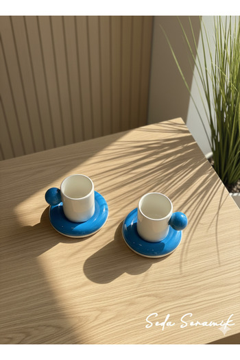 seda seramik Handmade 9 Color Dragee Series 4-Piece Coffee Cup Set for 2 People