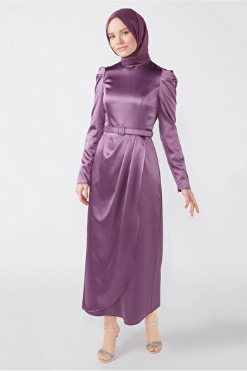 Alvina Satin Belted Dress - Model 42527