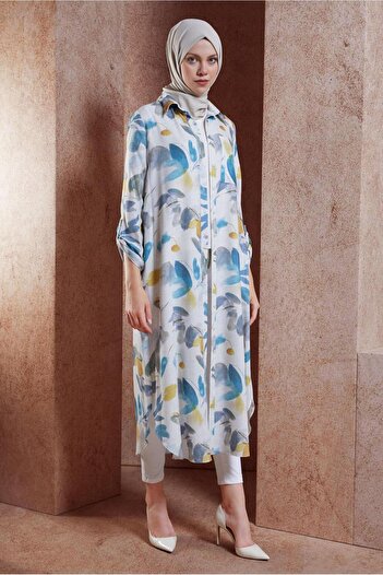 Alvina Linen Textured Patterned Tunic - Model 44770