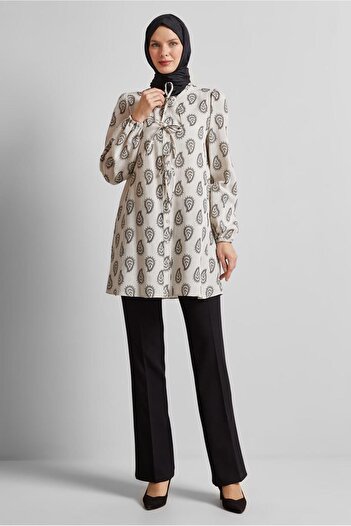 Alvina Patterned Linen Tunic 45590