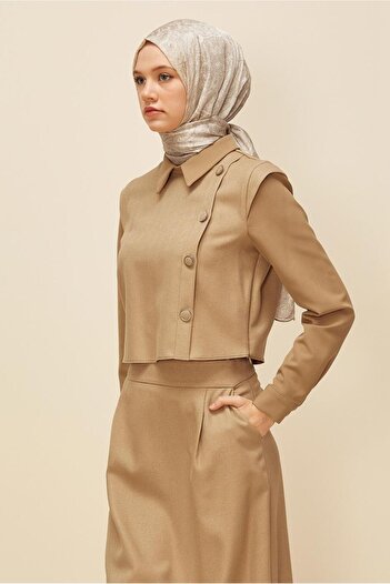 Alvina Button Detail Skirt Suit 46013